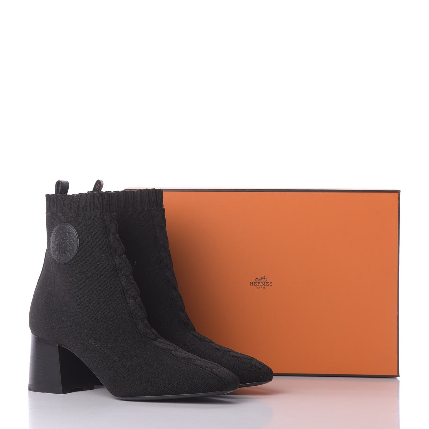 Knit Calfskin Volver Ankle Boots 37 Black