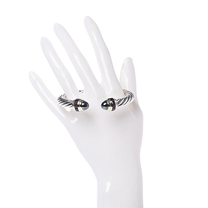 David Yurman Sterling Silver 14K Yellow Gold Hematite Garnet 10mm Cable Classics Bracelet 2 of 4