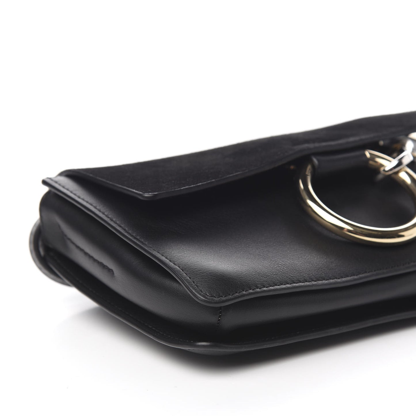 Suede Calfskin Small Faye Shoulder Bag Black