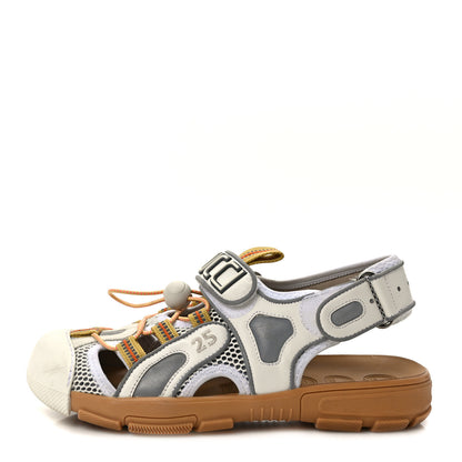 Gucci Mesh Fabric Tinsel Sport Sandals 38.5 White Silver 1 of 9