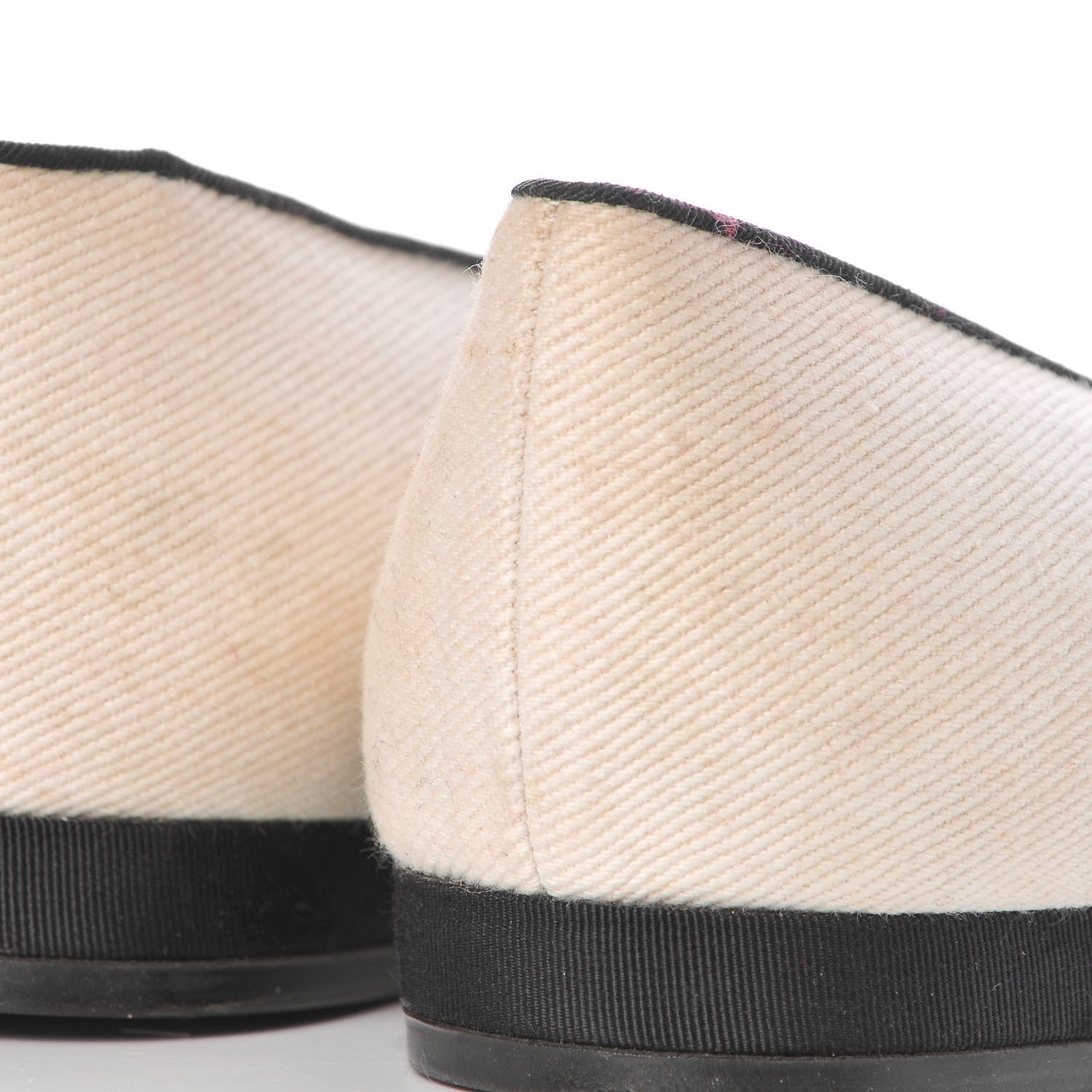 Chanel Twill Grosgrain CC Cap Toe Ballerina Flats 36.5 White Black 13 of 17
