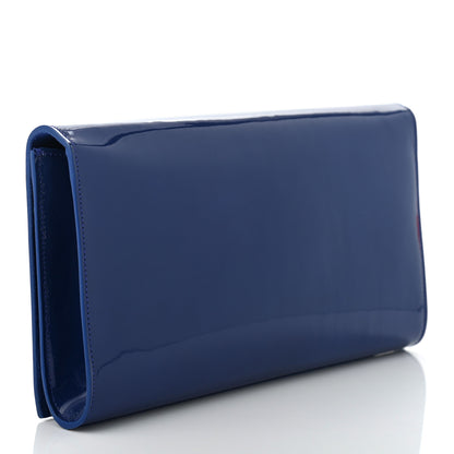 Saint Laurent Patent Calfskin Monogram Large Belle De Jour Clutch Royal Blue 3 of 8