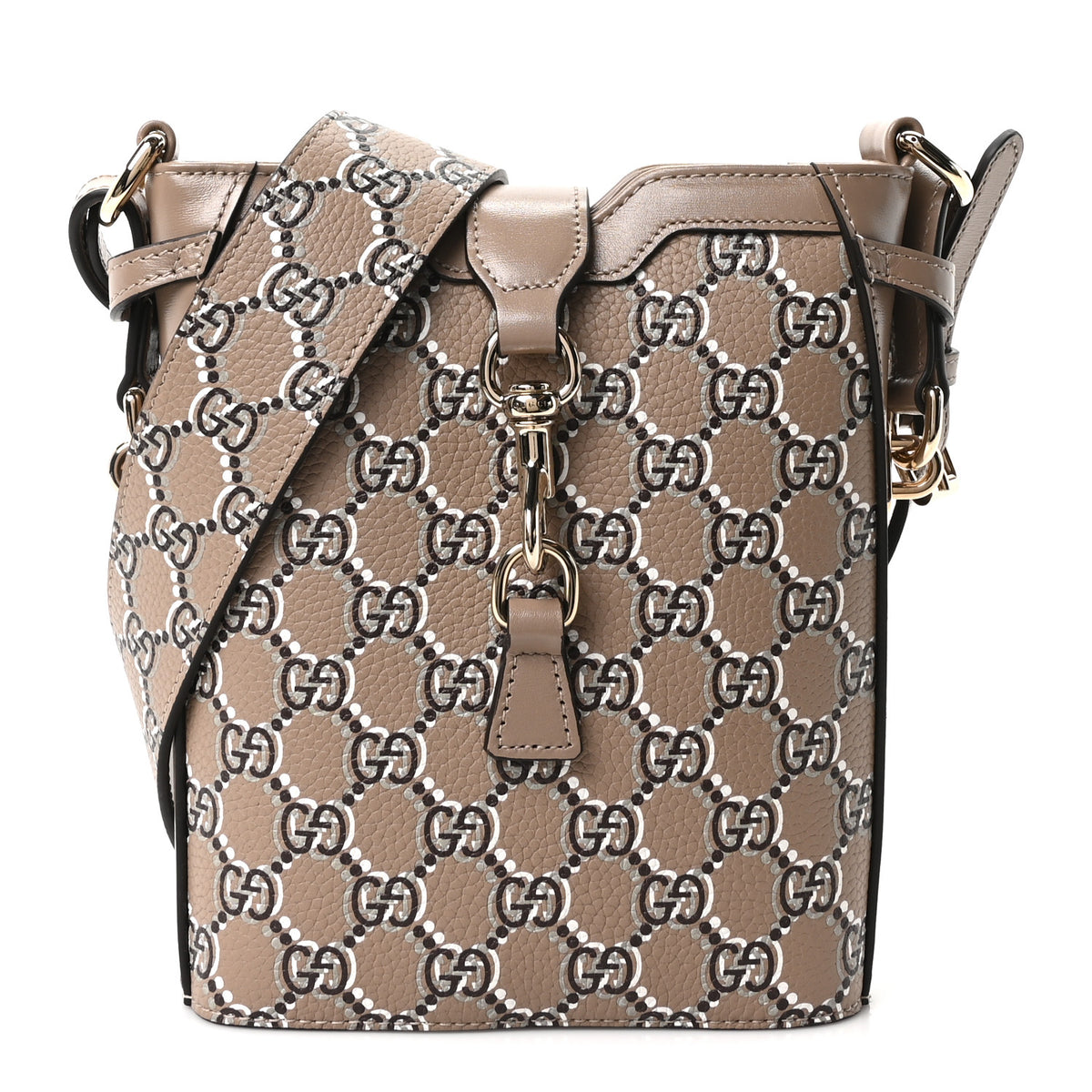 GG Shadow Monogram Mini Bucket Bag Beige Taupe