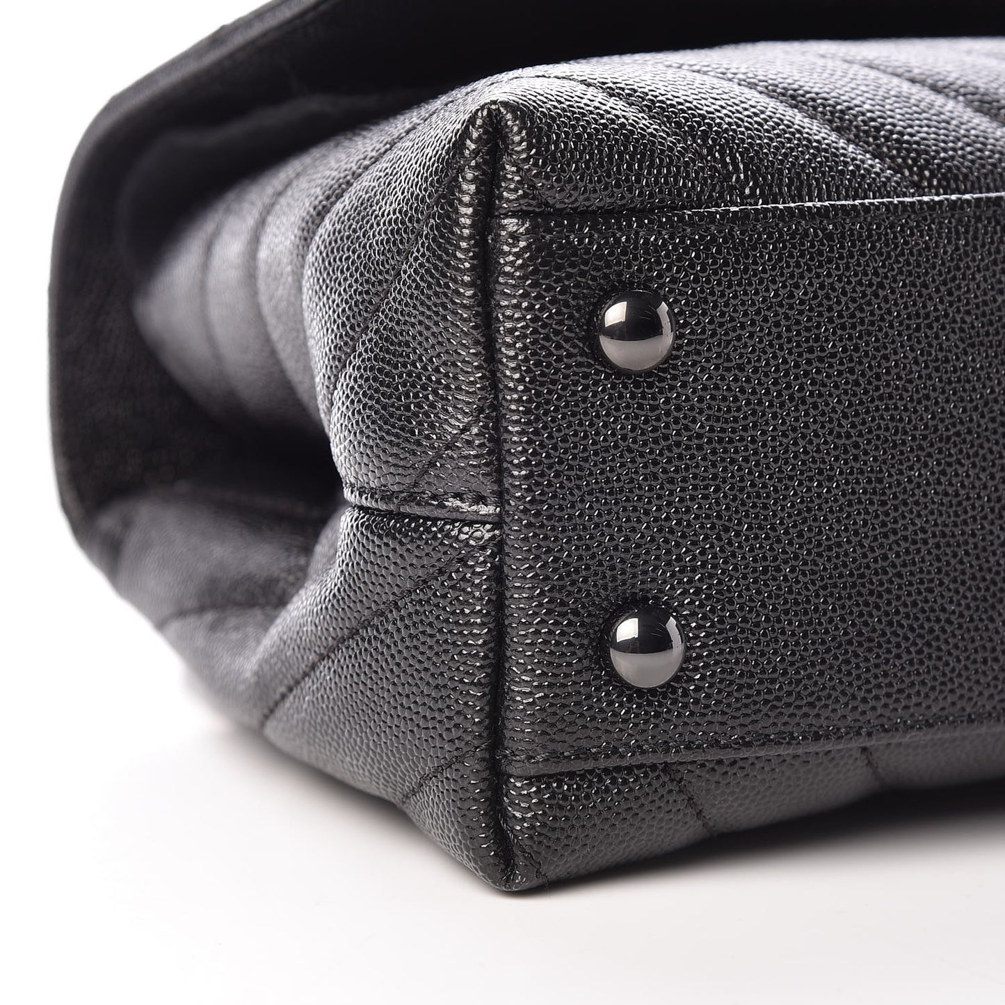 Caviar Chevron Quilted Mini Coco Handle Flap So Black