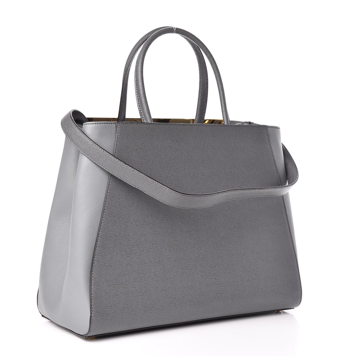 Fendi Vitello Elite Flamingo Regular 2Jours Tote Grigio Grigio Chiaro 3 of 9