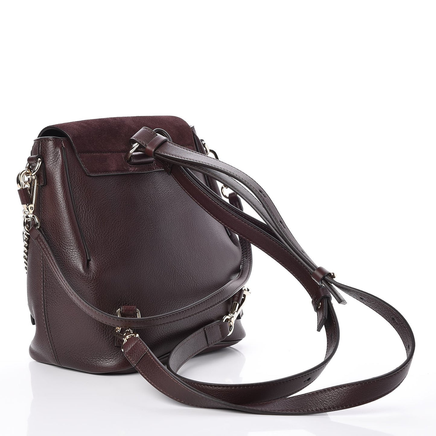 Suede Calfskin Small Faye Backpack Carbon Brown