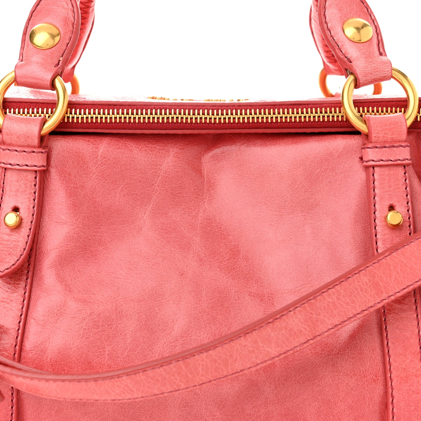 Vitello Lux Satchel Bag Rosa