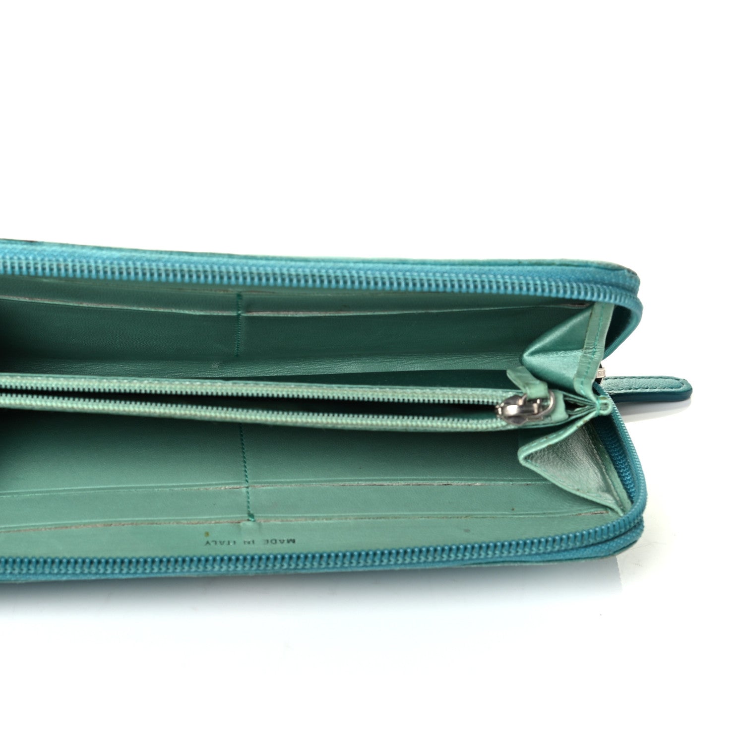 Chanel Lambskin Camellia Embossed Large Gusset Zip Around Wallet Blue 4 of 7