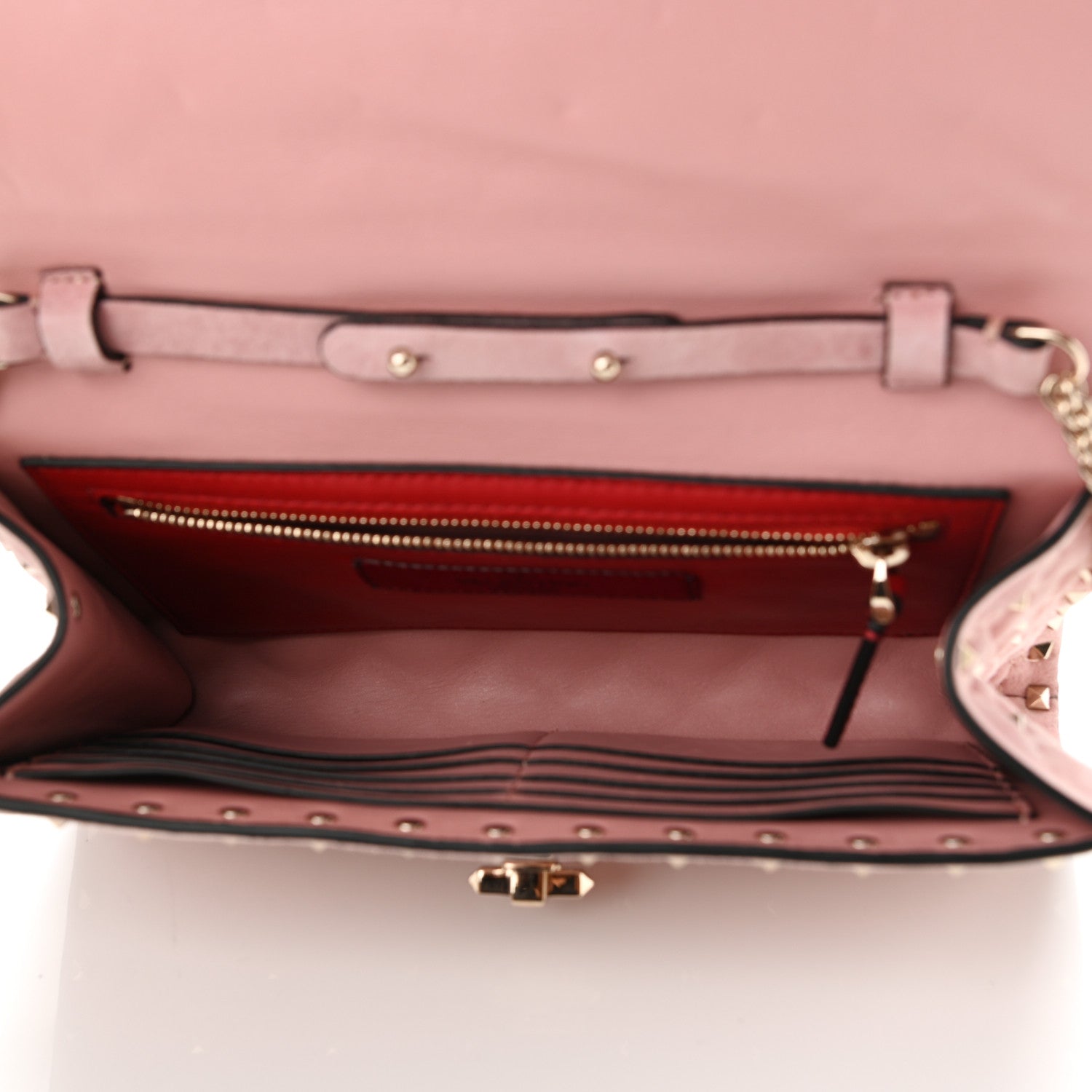 Valentino Garavani Suede Rockstud Spike Wallet on Chain Loto 5 of 12