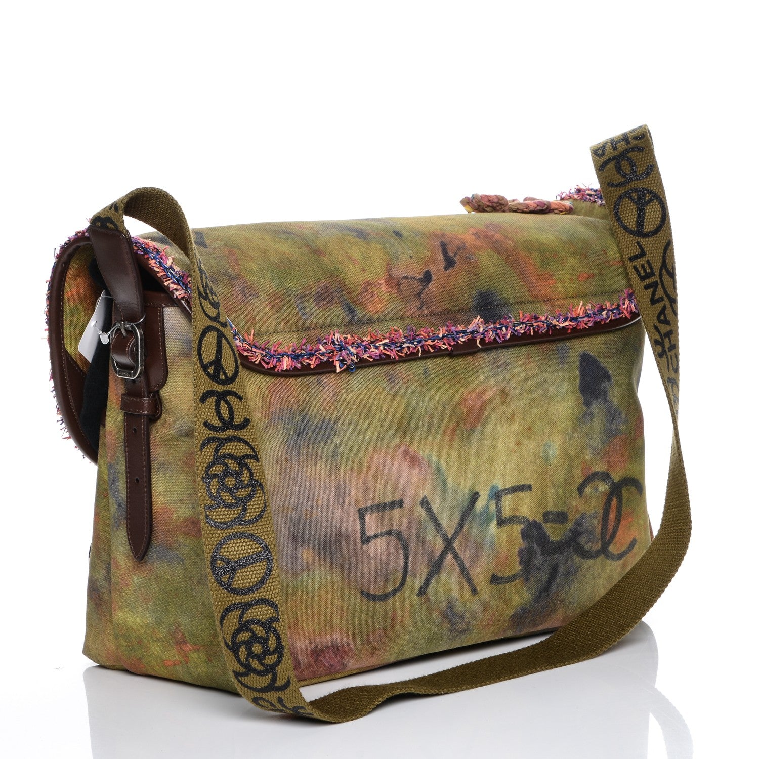 Chanel Washed Toile Large Graffiti On The Pavements Messenger Khaki Multicolor 4 of 7