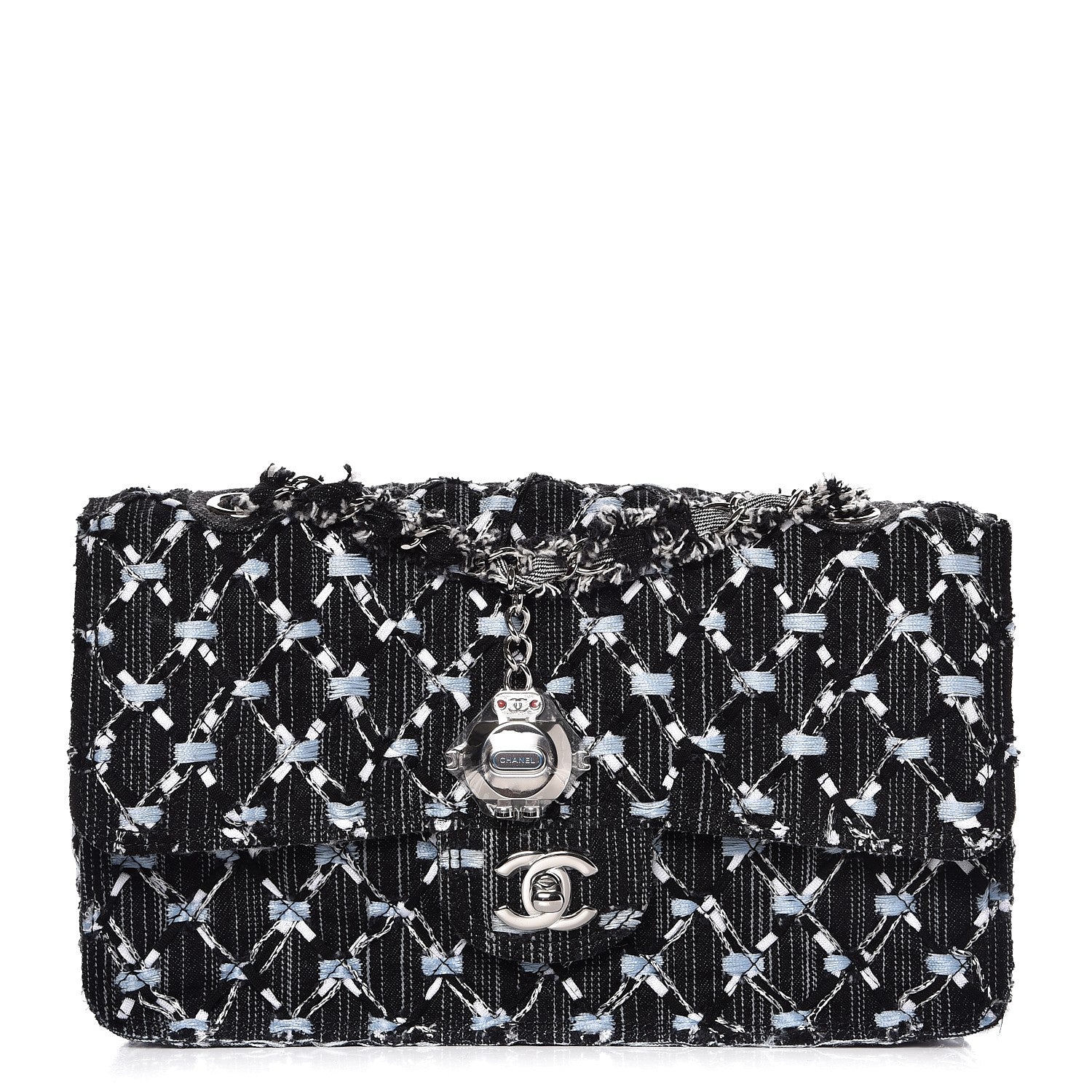 Chanel Denim Woven Medium Flap Light Blue 1 of 8