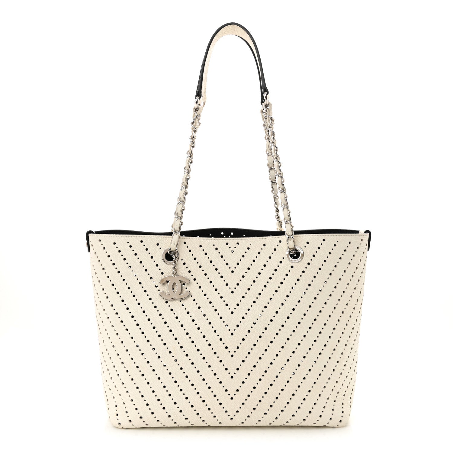 Chanel Perforated Grained Calfskin Large Shopping Tote White 1 of 12