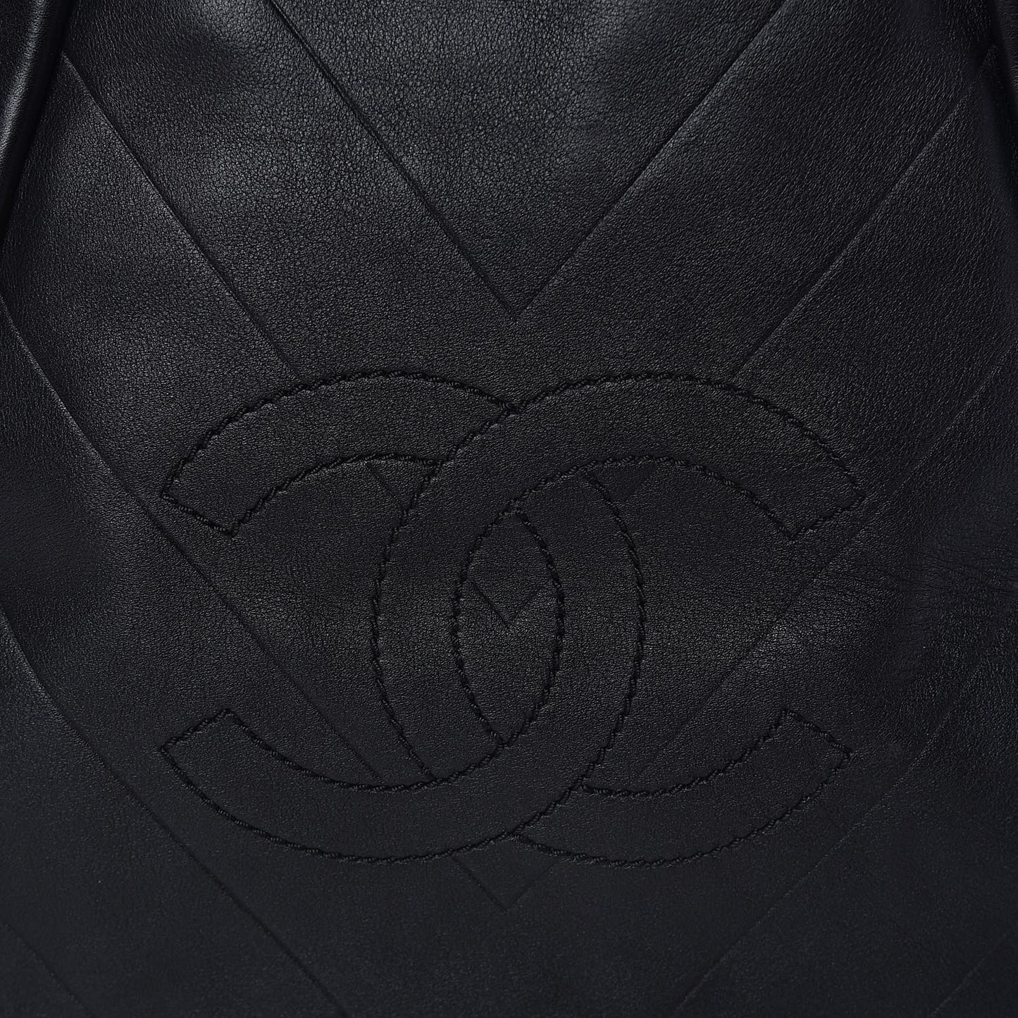 Calfskin Chevron CC All Day Long Tote Black