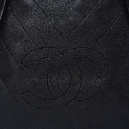Chanel Calfskin Chevron CC All Day Long Tote Black 9 of 13