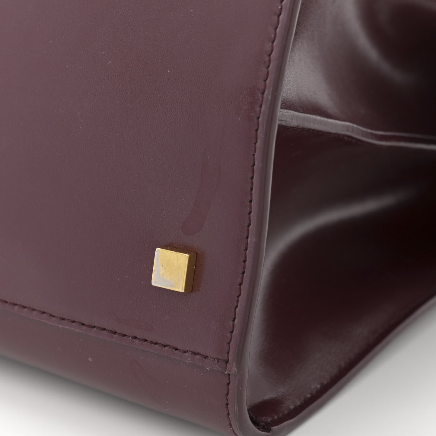 Shiny Calfskin Large Uptown Tote Burgundy