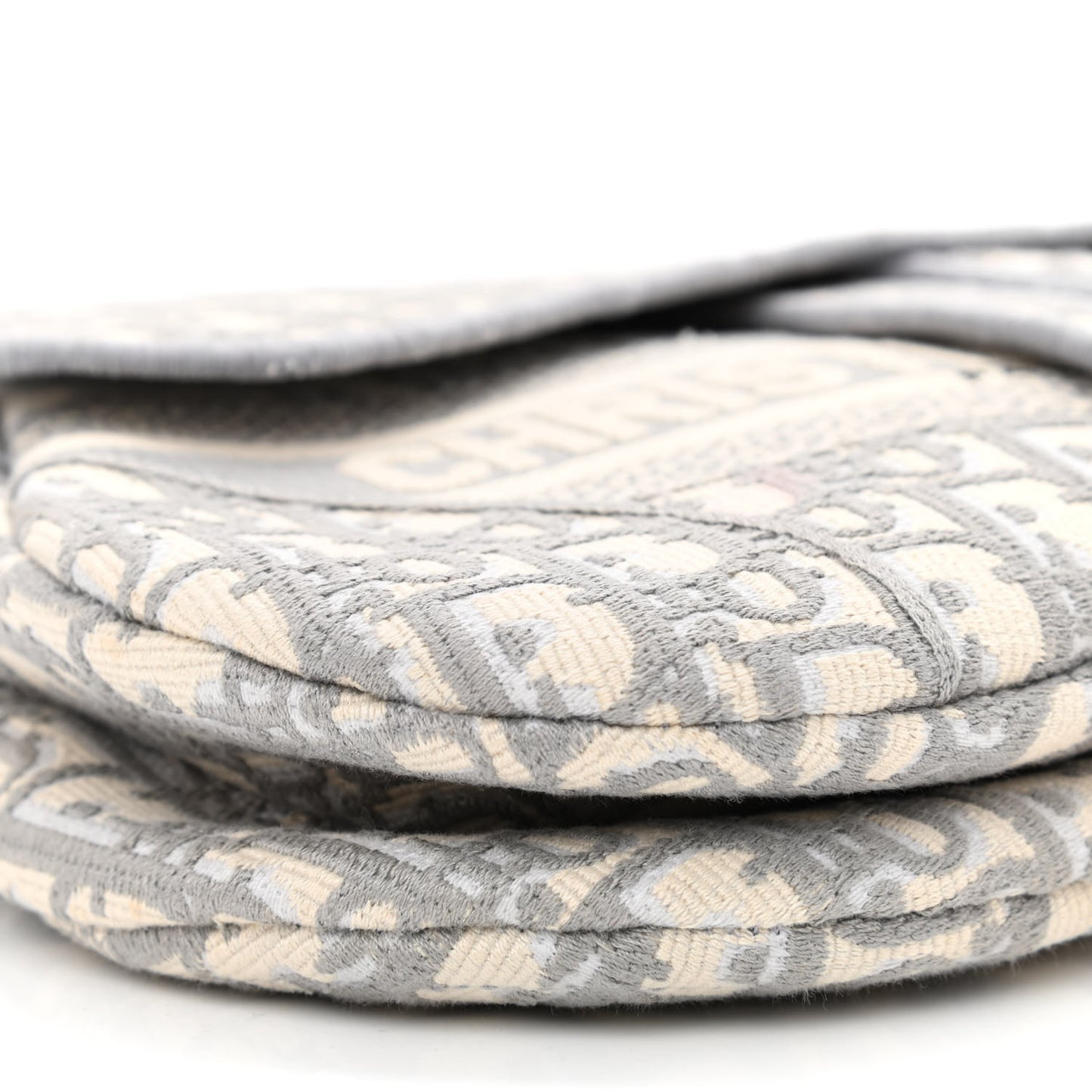 Oblique Embroidered Saddle Bag Gray