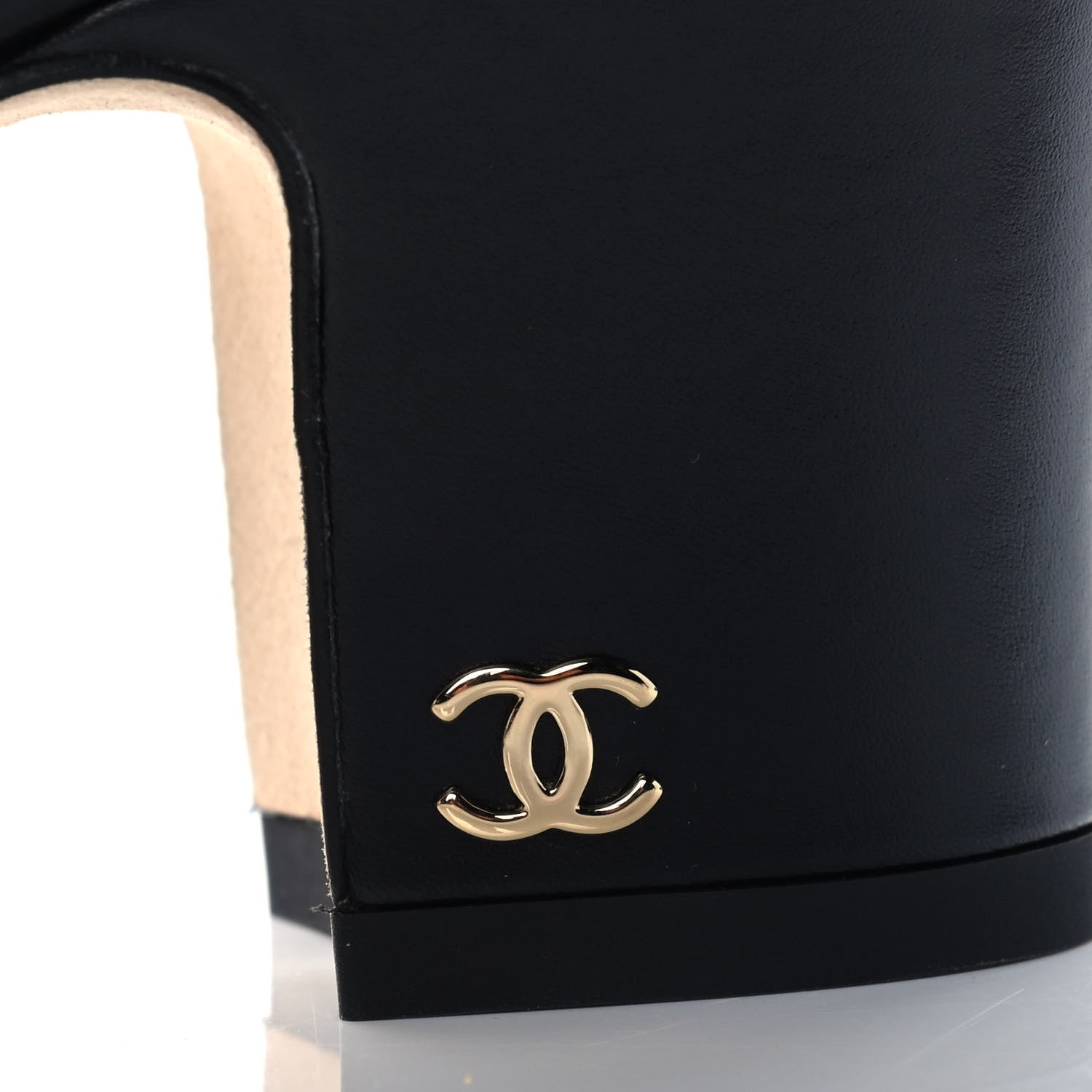 Chanel Goatskin Grosgrain Cap Toe CC Slingback Sandals 35.5 Black 8 of 9