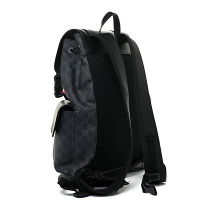 Gucci Soft GG Supreme Monogram Appia Calfskin Web Double Buckle Backpack Black 3 of 15