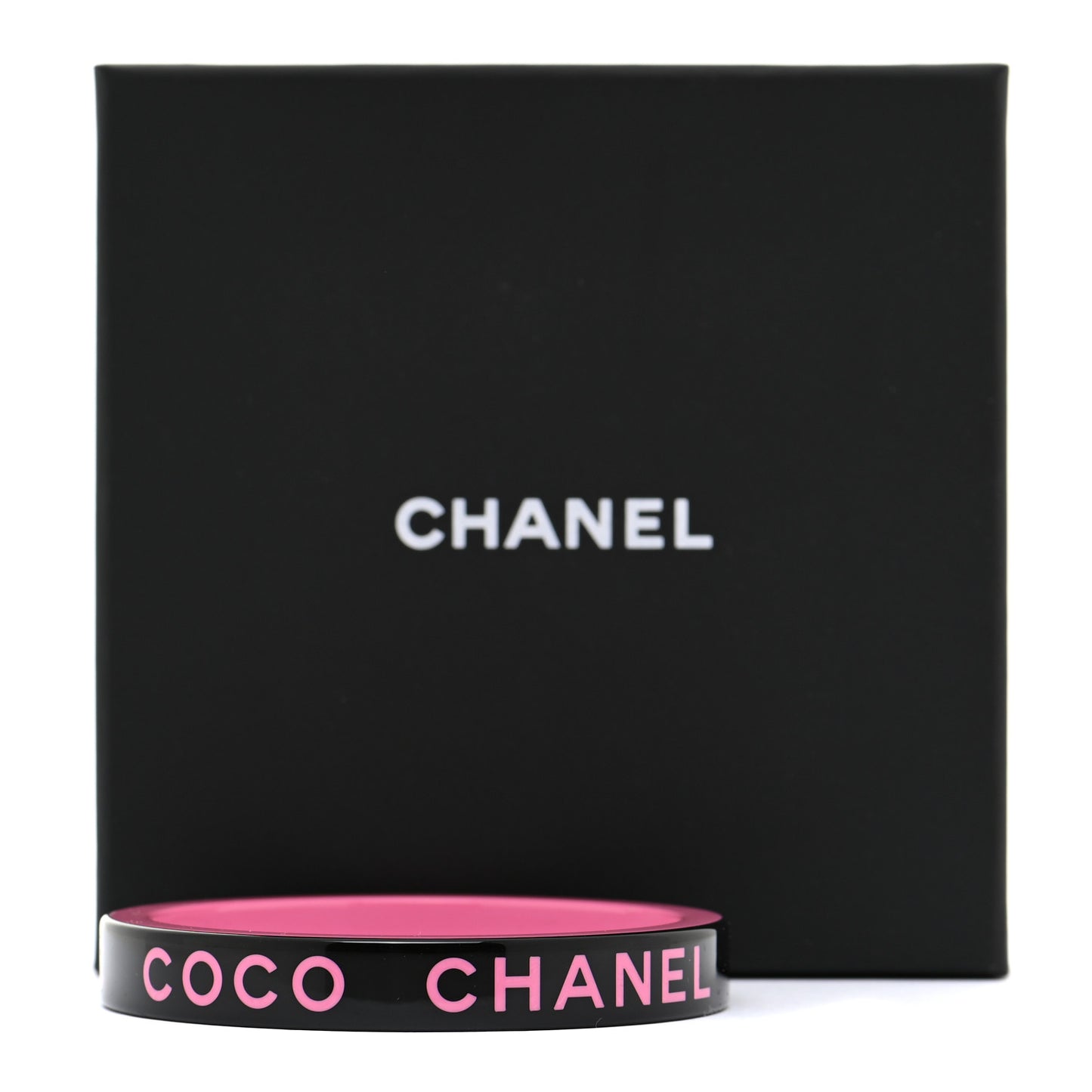 Resin Logo Bangle Bracelet Pink Black