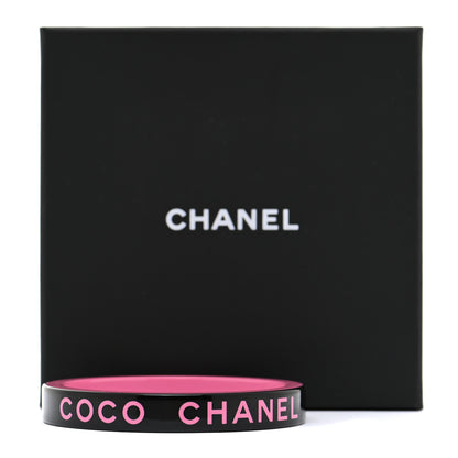 Chanel Resin Logo Bangle Bracelet Pink Black 5 of 5