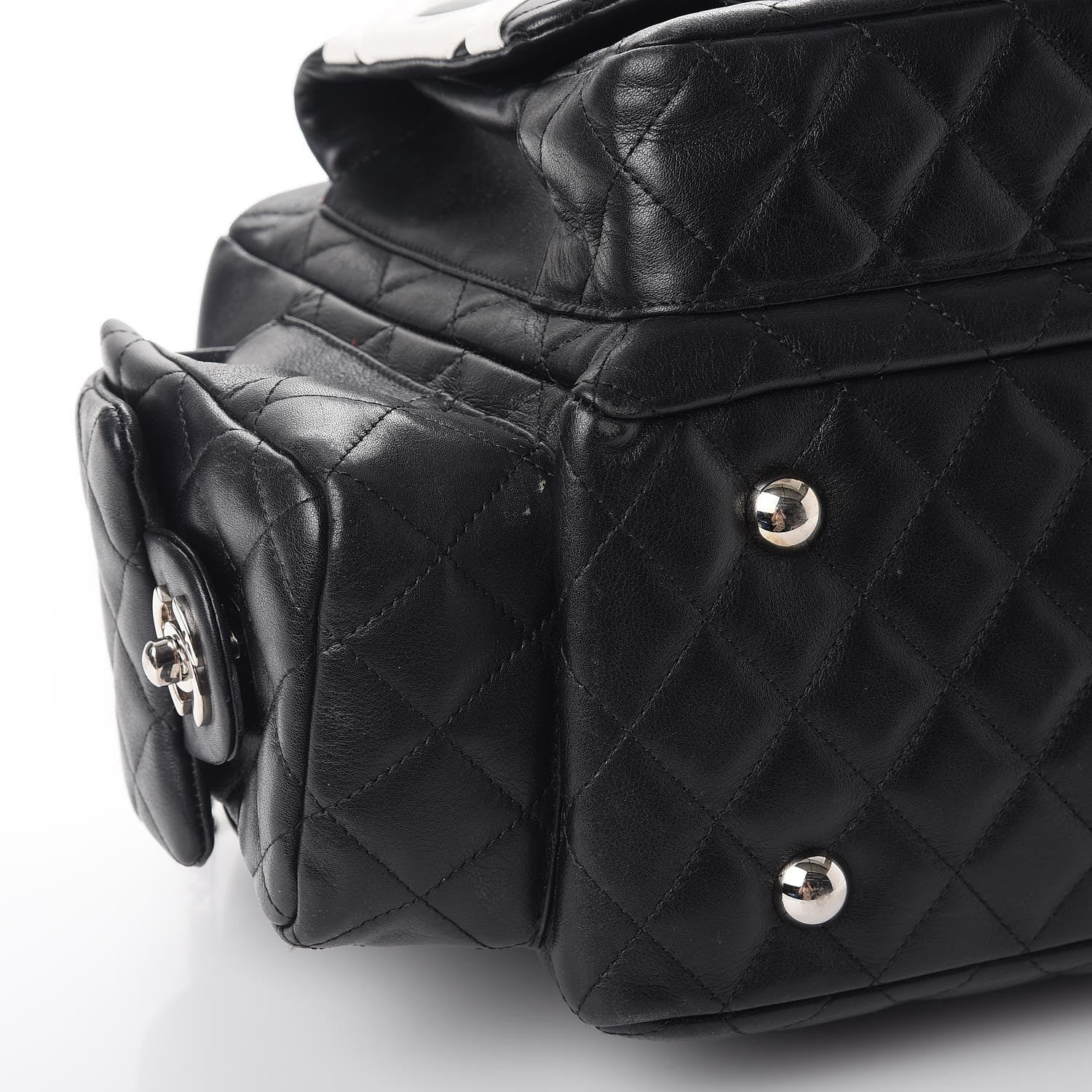 Chanel Calfskin Quilted Large Cambon Multipocket Reporter Black White 11 of 12