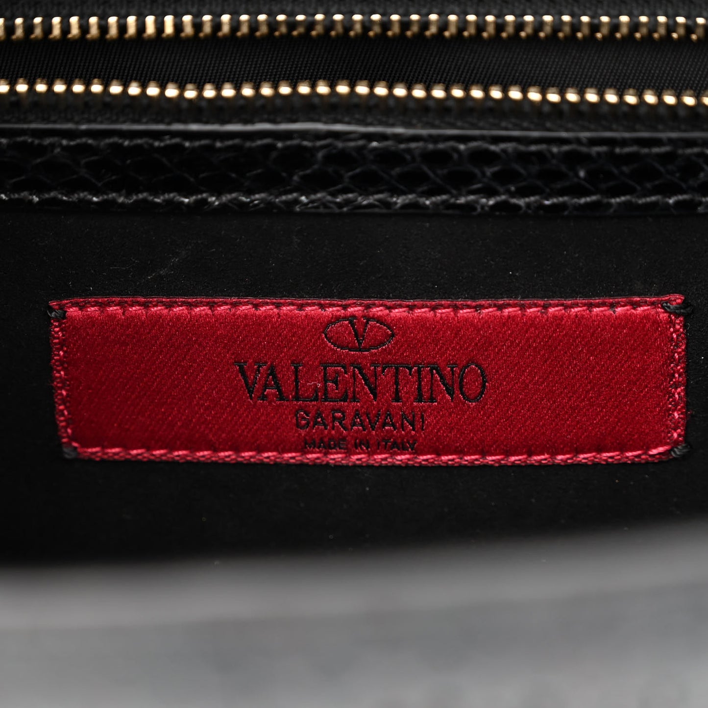 Snakeskin Medium Glam Lock Rockstud Flap Black