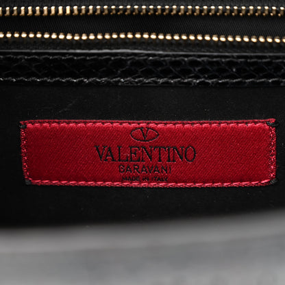Valentino Garavani Snakeskin Medium Glam Lock Rockstud Flap Black 7 of 10