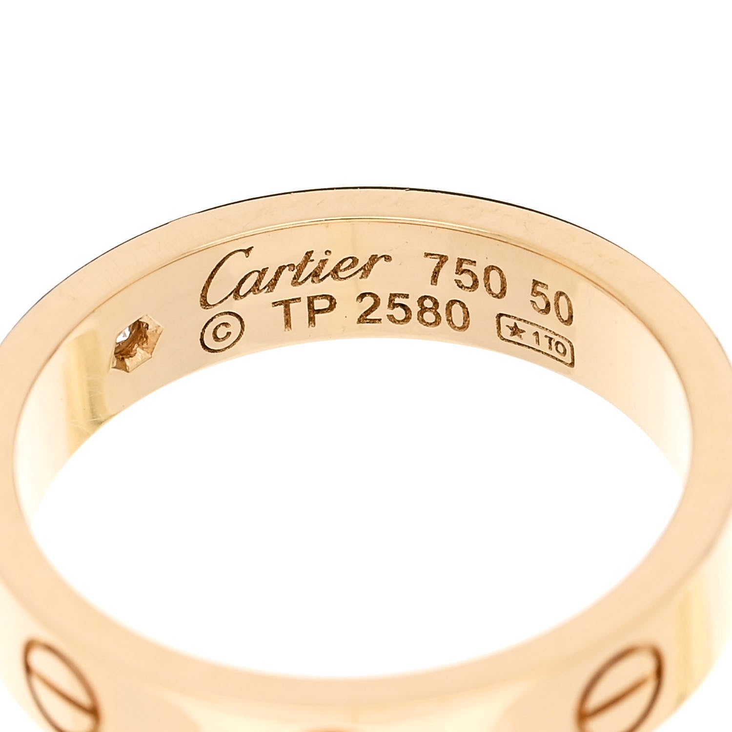 Cartier 18K Yellow Gold Diamond 4mm LOVE Ring 50 5.25 4 of 5