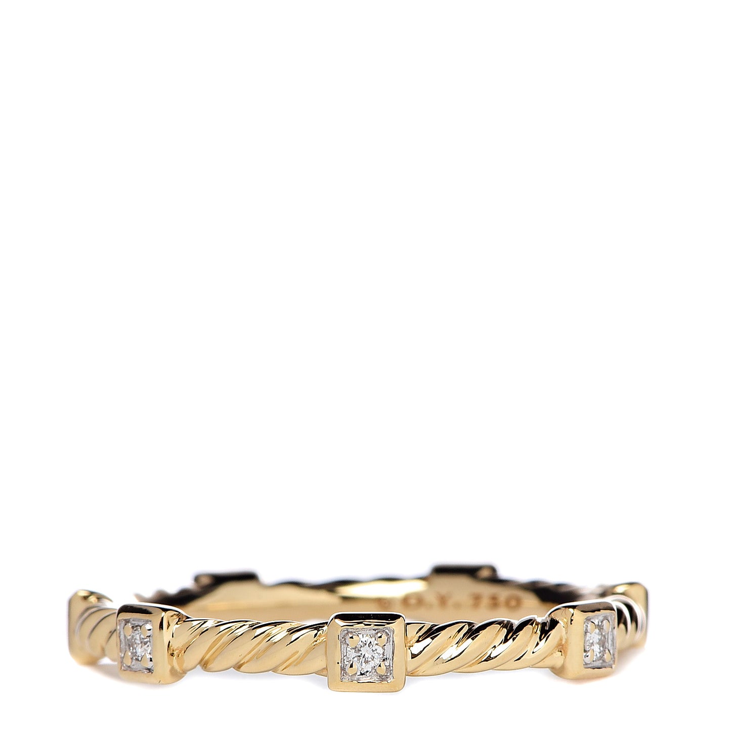18K Yellow Gold Diamond 2mm Cable Collectibles Band Ring 54 7