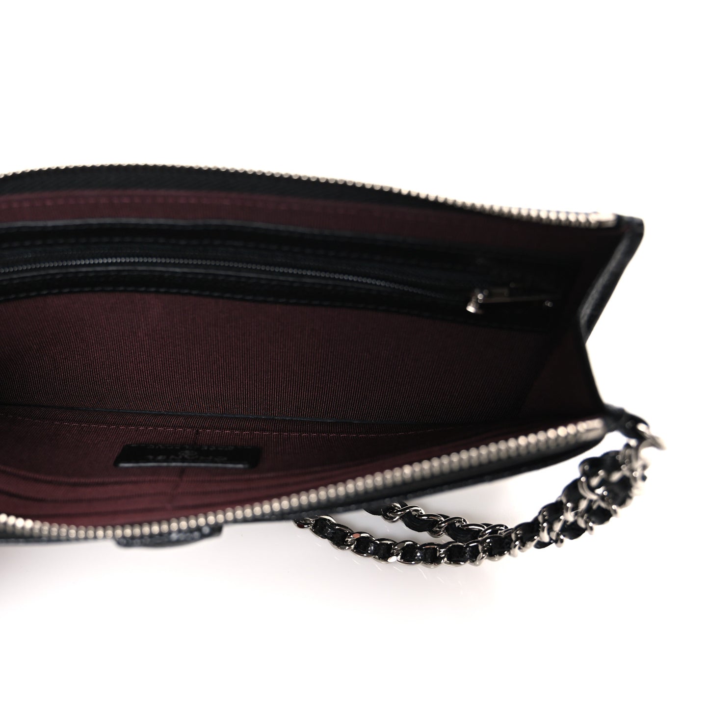 Caviar Quilted Classic Pouch With Handle Black