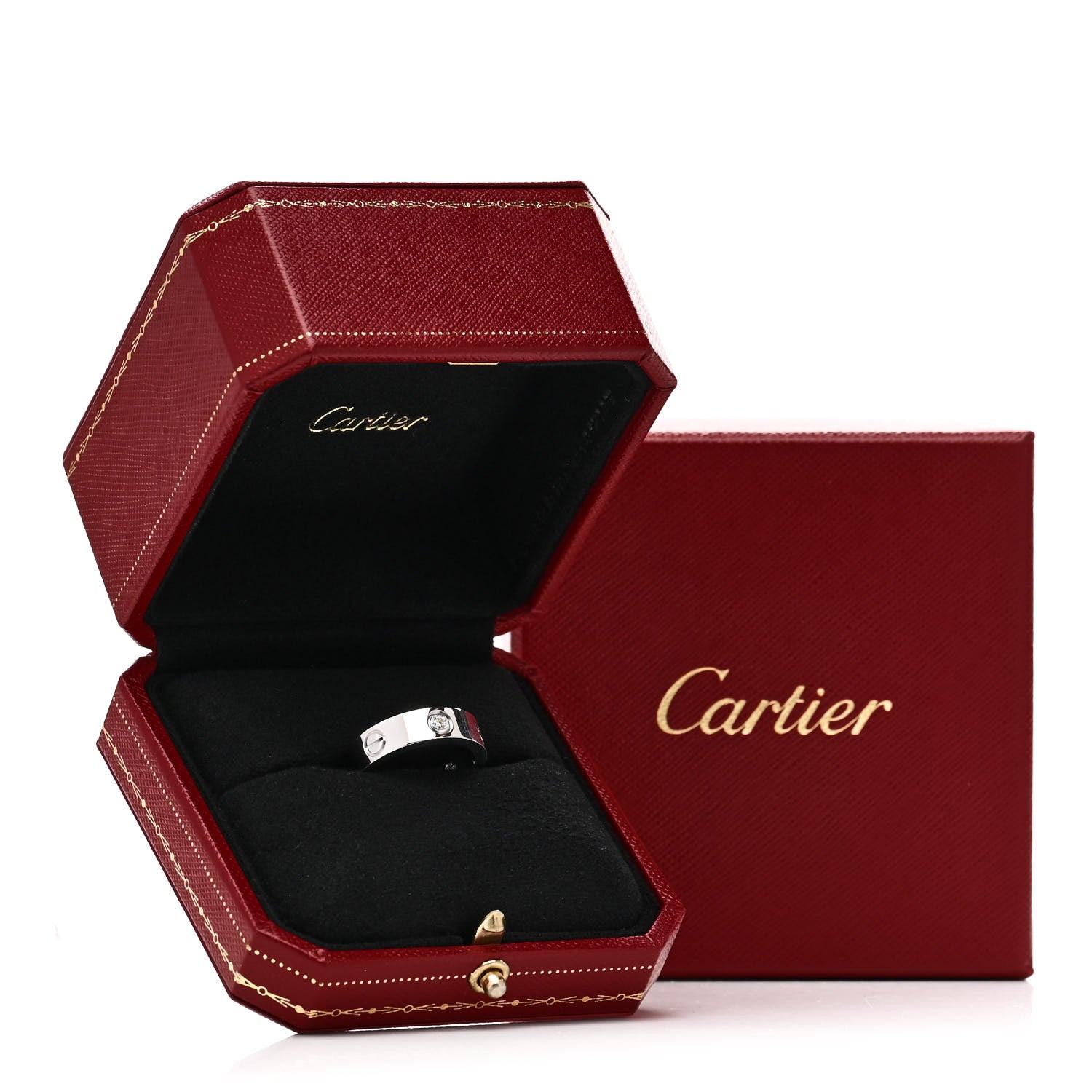Cartier 18K White Gold 3 Diamond 5.5mm LOVE Ring 54 6.75 5 of 5