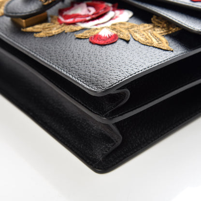 Gucci Calfskin Web Floral Embroidered Medium Dionysus Shoulder Bag Black 6 of 10