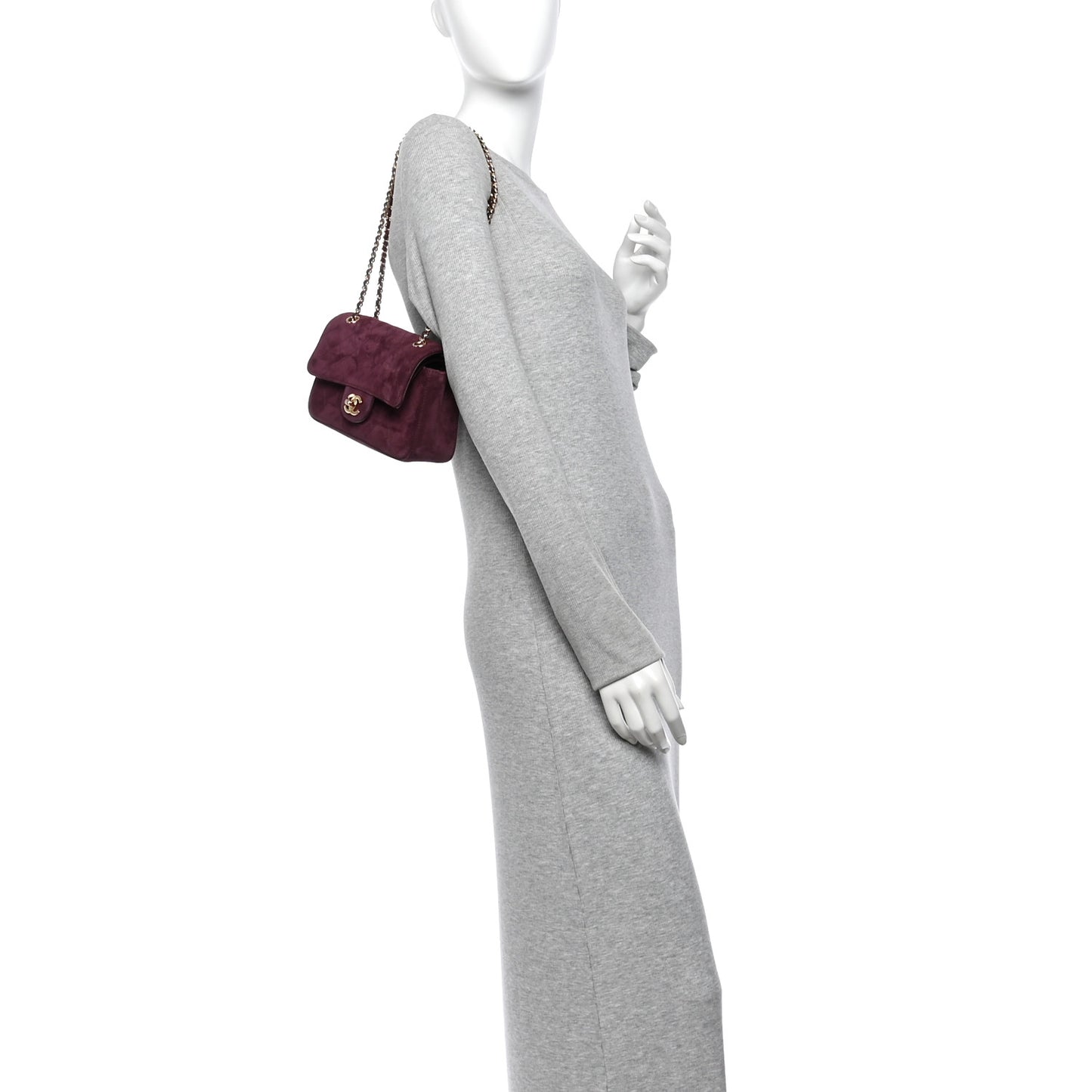 Suede Calfskin Mini Souplissimo Flap Burgundy