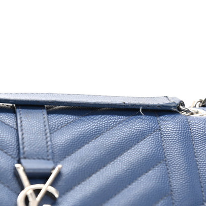 Saint Laurent Grain De Poudre Textured Mixed Matelasse Triquilt Medium Monogram Satchel Denim 18 of 20