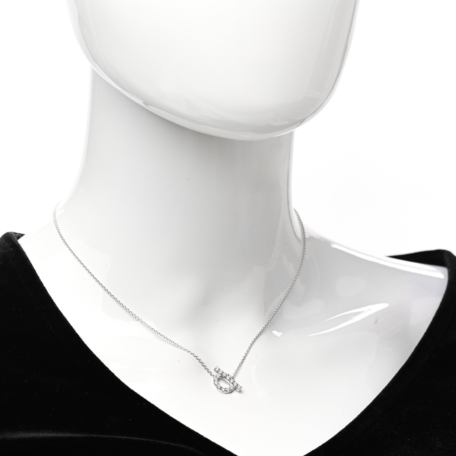 Hermes 18K White Gold Diamond Finesse Pendant Necklace 2 of 5
