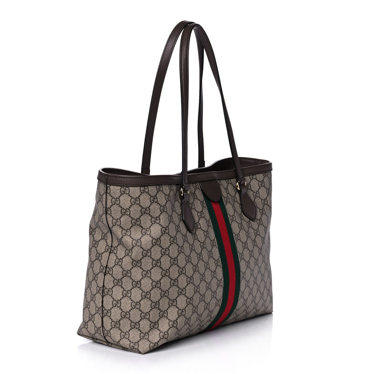 GG Supreme Monogram Medium Ophidia Shopping Tote Brown