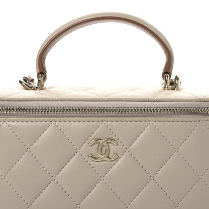 Chanel Lambskin Quilted Small Top Handle Vanity Case With Chain Ecru Dark Beige 8 of 13