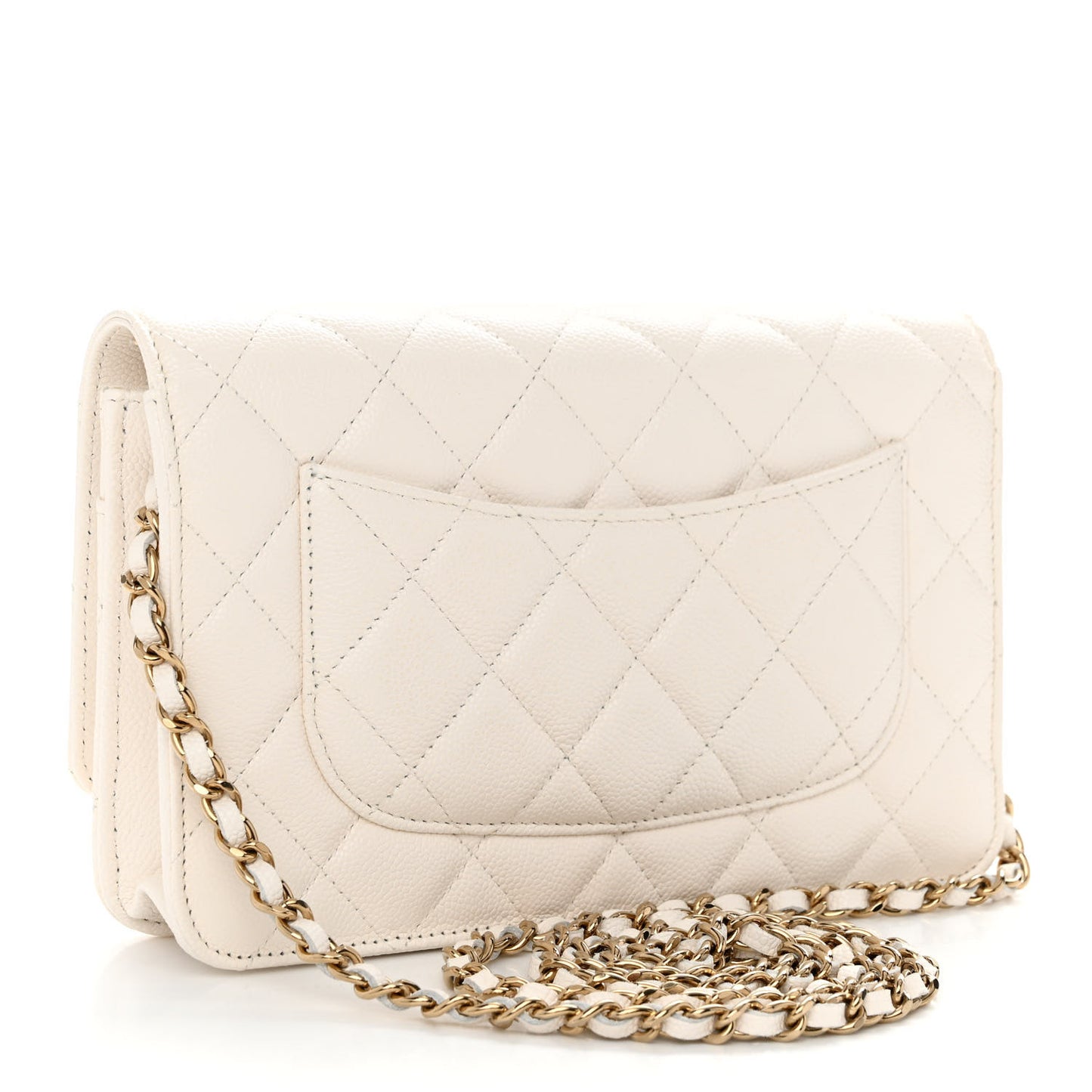 Caviar Quilted Wallet On Chain WOC White