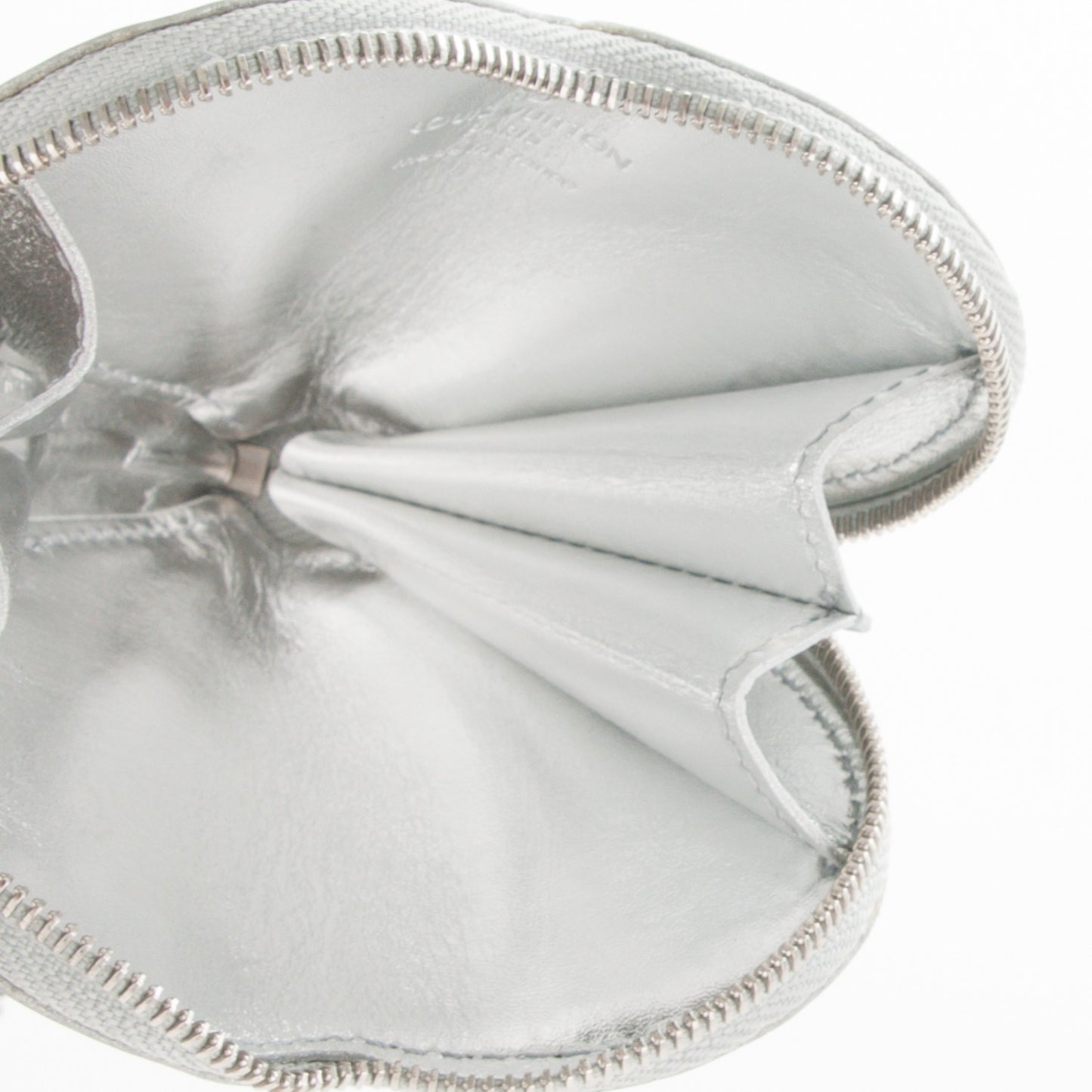 Monogram Miroir Heart Coin Purse Silver