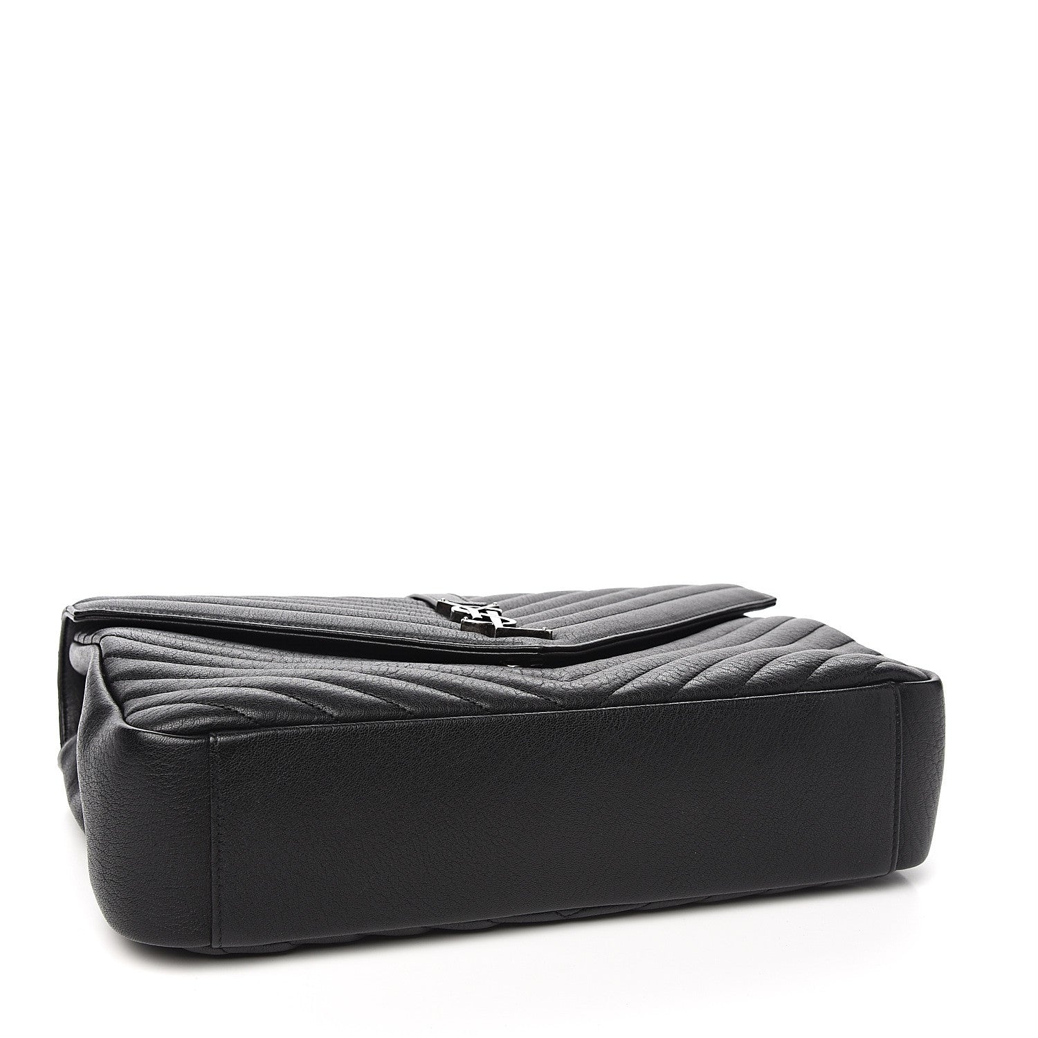 Saint Laurent Sheepskin Matelasse Chevron Monogram Large College Satchel Black 3 of 8