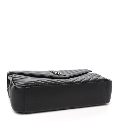 Saint Laurent Sheepskin Matelasse Chevron Monogram Large College Satchel Black 3 of 8