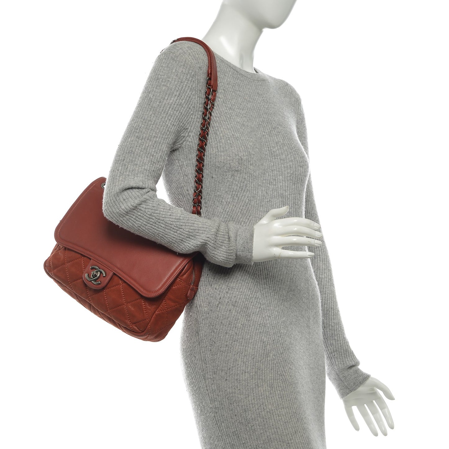 Iridescent Calfskin Medium In the Mix Flap Red