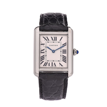 Cartier Stainless Steel Alligator 24mm Tank Solo Quartz Watch 1 of 7