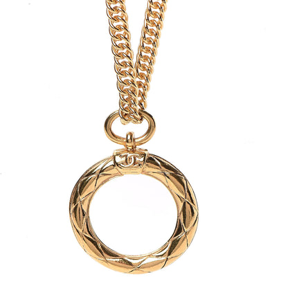 Chanel CC Quilted Loupe Chain Necklace Gold 4 of 6