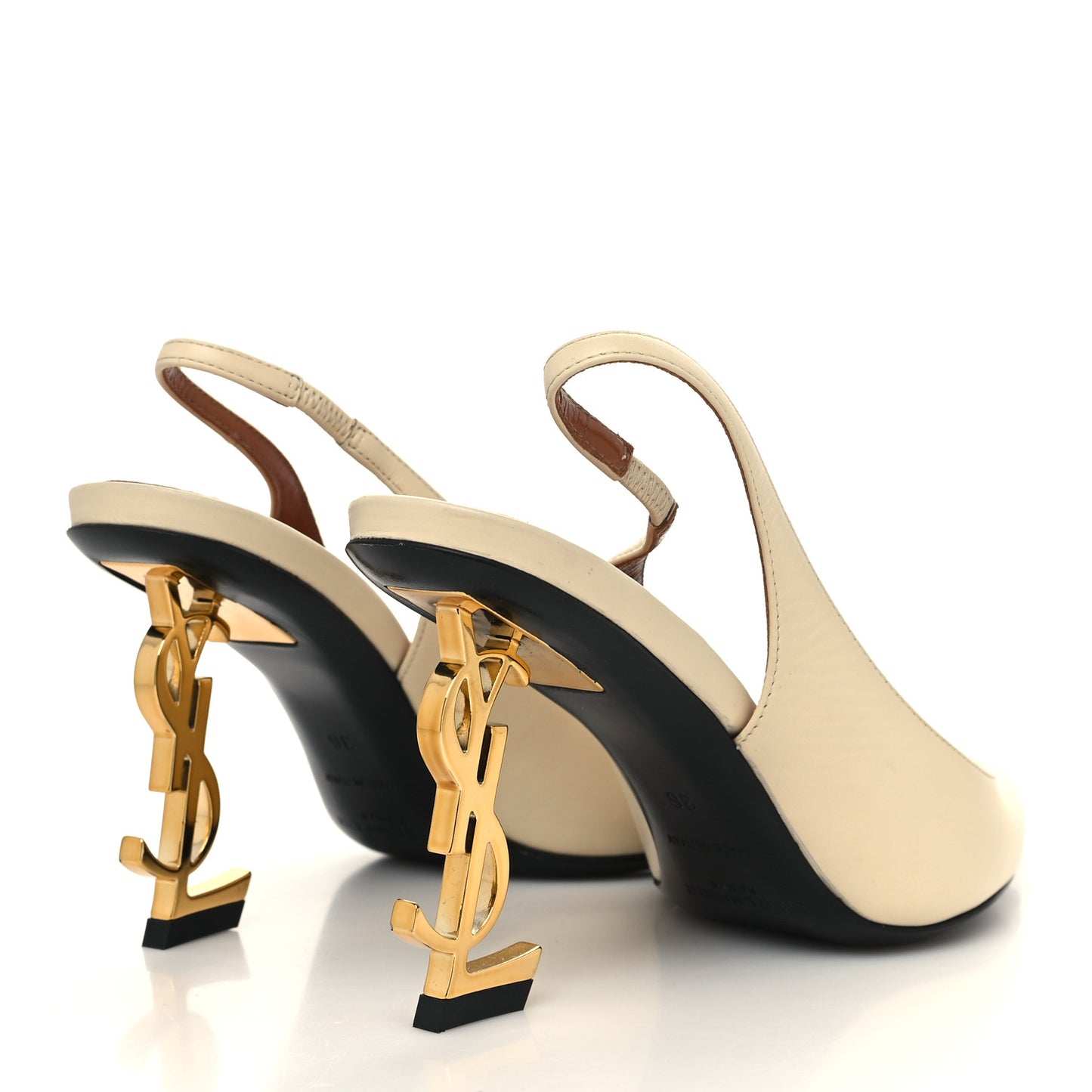 Calfskin Opyum 85 Slingback Pumps 36 Real Beige