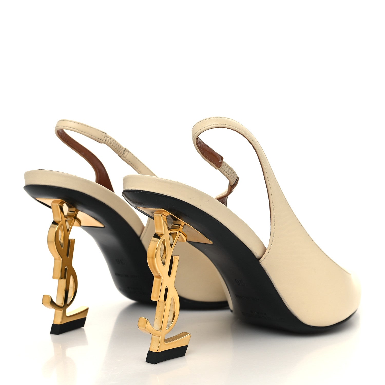 Saint Laurent Calfskin Opyum 85 Slingback Pumps 36 Real Beige 4 of 10