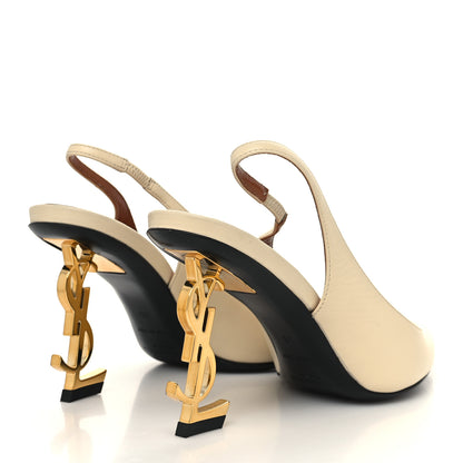 Saint Laurent Calfskin Opyum 85 Slingback Pumps 36 Real Beige 4 of 10