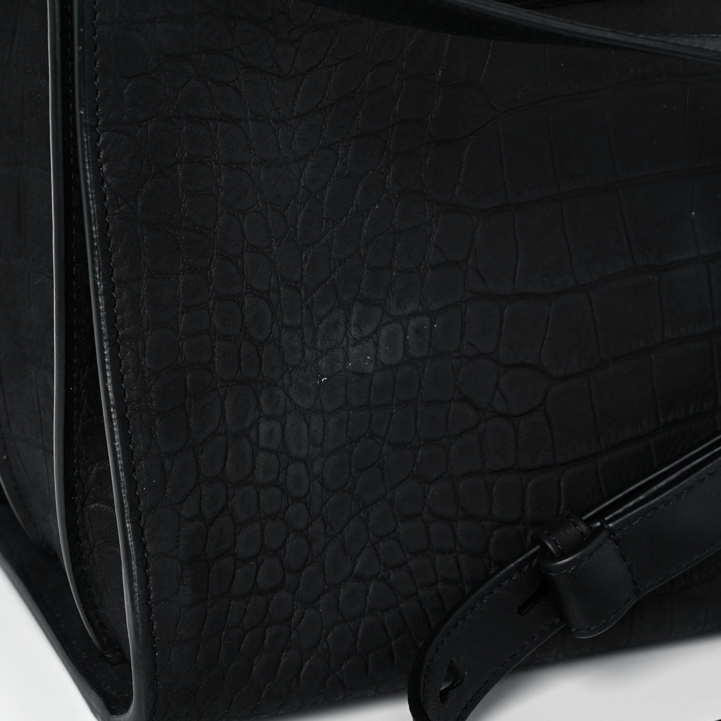 Crocodile Embossed Suede Small Supple Sac de Jour Black