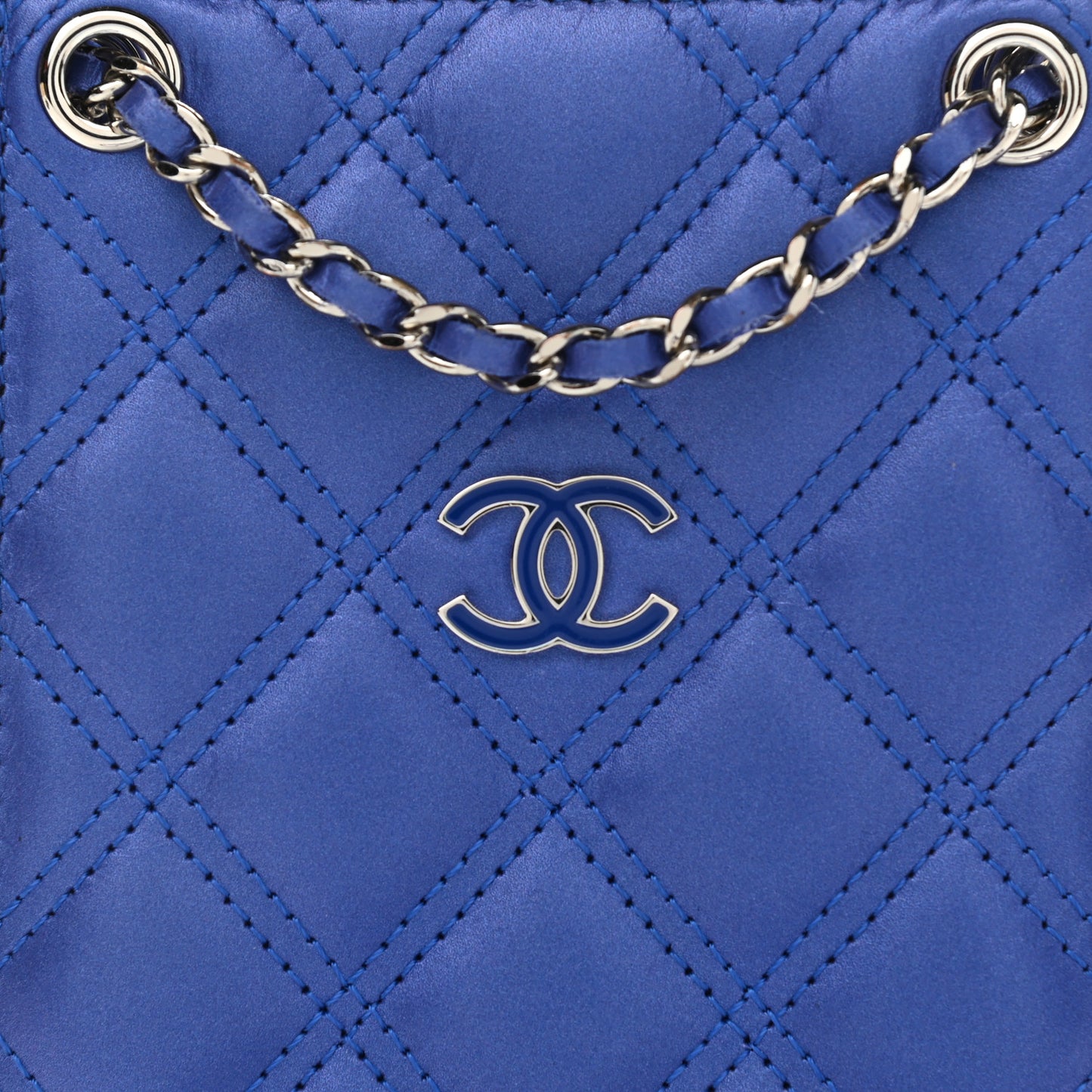 Calfskin Quilted Crossbody CC Phone Holder Dark Blue