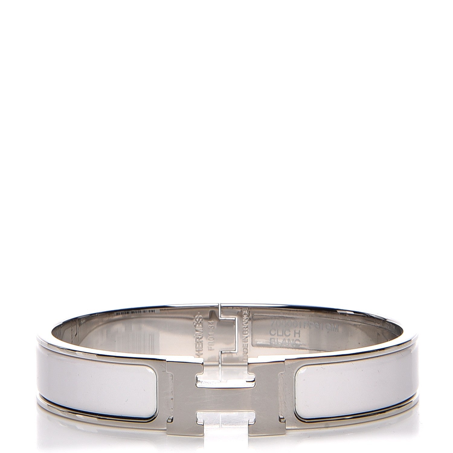 Hermes Enamel Narrow Clic Clac H Bracelet GM White 1 of 8